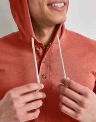 Hanes Men’s Hoodie Pullover 100% Cotton Jersey Originals Henley Red River Clay M