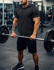 Mens Short Sleeve Hoodie Cotton Casual T-Shirts Sport Hooded Sweatshirt Pullover