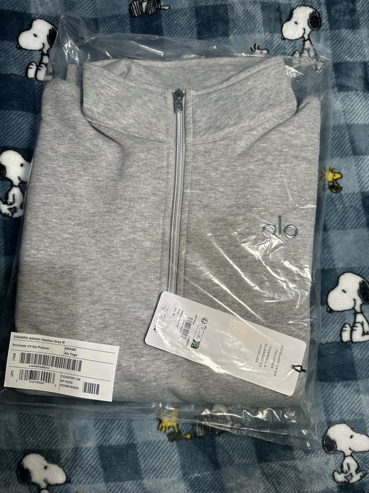 Alo Yoga Accolade 1/4 Zip Pullover Mens Medium Heather Grey New NWT