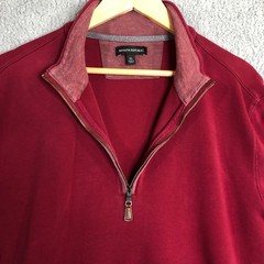 Banana Republic Sweatshirt Mens XL Pullover Long Sleeve Red Plum 1/4 Zip