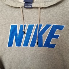 Nike Spellout Y2kHoodie Mens Lg Gray Blue Pullover Sweatshirt Blue Label