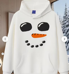 snowman pullover sweater with a hood. white. unbranded. never used perfect cond.