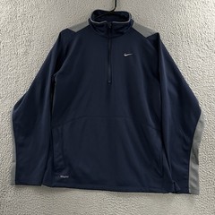 Nike Mens Shirt Blue Gray Size Medium Fit Dry 1/4 Zip Sweatshirt 100% Polyester