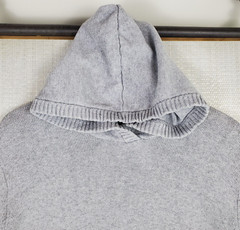 ALTERNATIVE Size Large Mens Knit Cotton+Cashmere Hooded Sweatshirt Hoodie Gray