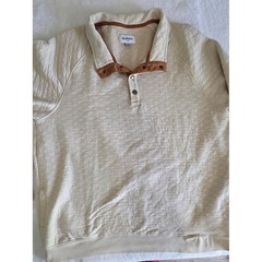 Goodfellow & Co Men’s Quilted Snap Pullover Sweatshirt Cream Beige