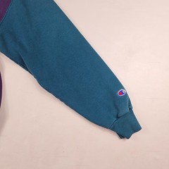 Vintage Champion Hoodie Adult Large Purple Green Colorblock 90s USA Big Logo