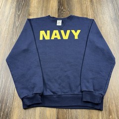 Vintage United States Navy Sweatshirt Mens S Blue US Sailor Spellout Y2K Sweater