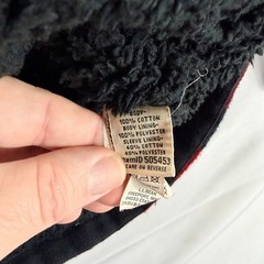 L.L. Bean Hooded Jacket Buffalo Plaid Sherpa Lined Zip Up Red Black S