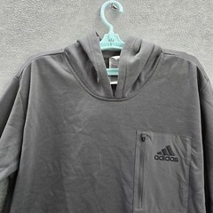 Adidas Men Sweatshirt L Gray Logo Embroidery Fleece Activewear Zipper Long