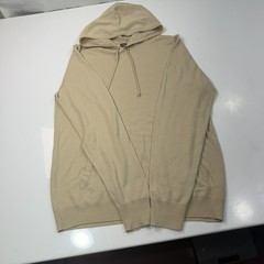 J Lindeberg Pullover Mens Large Khaki Beige 100% Wool Merino Hoodie Golf