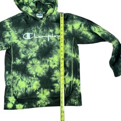 Champion Green Tie Dye Hoodie Youth Large Fleece Pullover Streetwear
