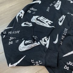 Nike Sportswear Club Hoodie Drawn Logo All Over Print Men’s Large Black/White