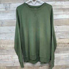Lands End Canvas 1963 Mens Olive Green 100% Cotton Raglan Sweatshirt Large