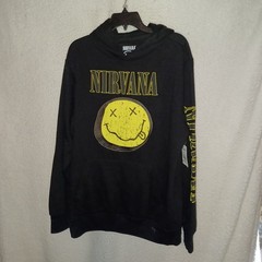 Nirvana Men’s XS S M L XL 2XL 3XL Smile Long Sleeves Hoodie Sweater Black (11J)