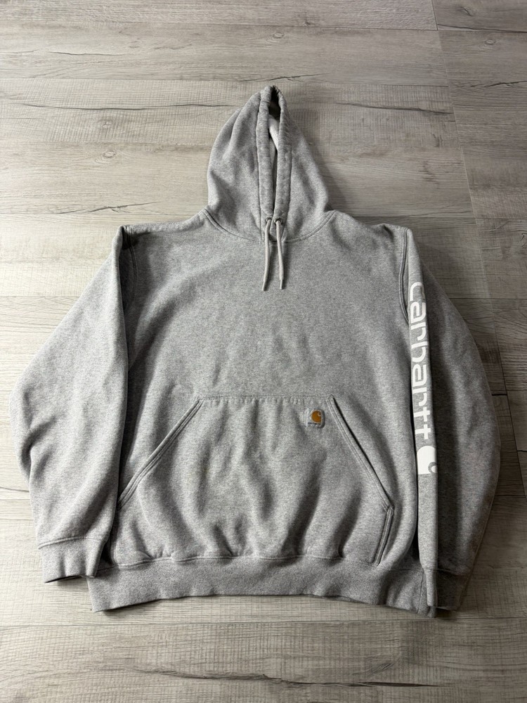 Carhartt K288 Loose Fit Gray Men’s Size Large Hoodie Sleeve Logo Letter