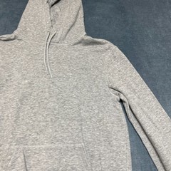 H&M Hoodie Mens Small Heather Gray Cotton Fleece Lined Relaxed Fit Wrapover Hood