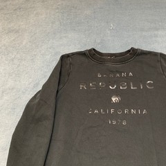 Banana Republic Sweatshirt Mens Medium Black Modern Logo Fleece Lined Ribbed Hem