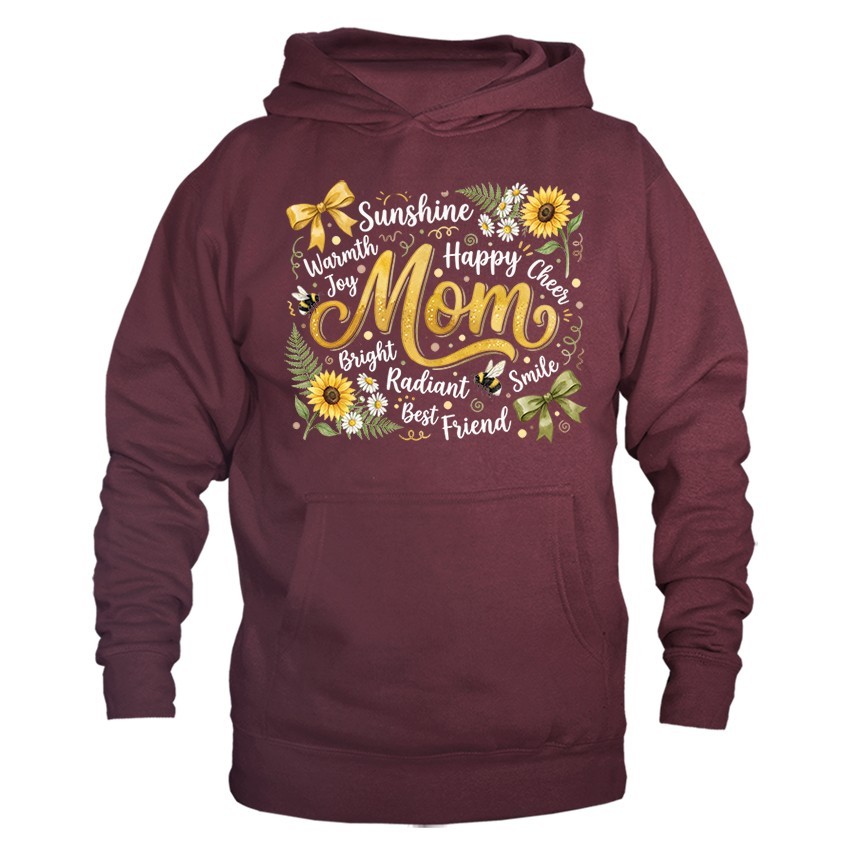 Happy Mom Sunflower Floral Mother’s Day Gift Unisex Pullover Hoodie