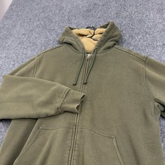 LL Bean Hoodie Mens Medium Green Cotton Polyester Sherpa Lined Full Zip Gorpcore