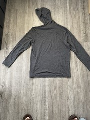 DIST RICT Men’s Pullover Hoodie XL Gray Solid Knit Polyester Drawstring Hood