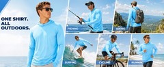 Men’s UPF 50+ Sun Hoodies Quick Dry Long Sleeve Rash Guard Fishing Swim Shirts
