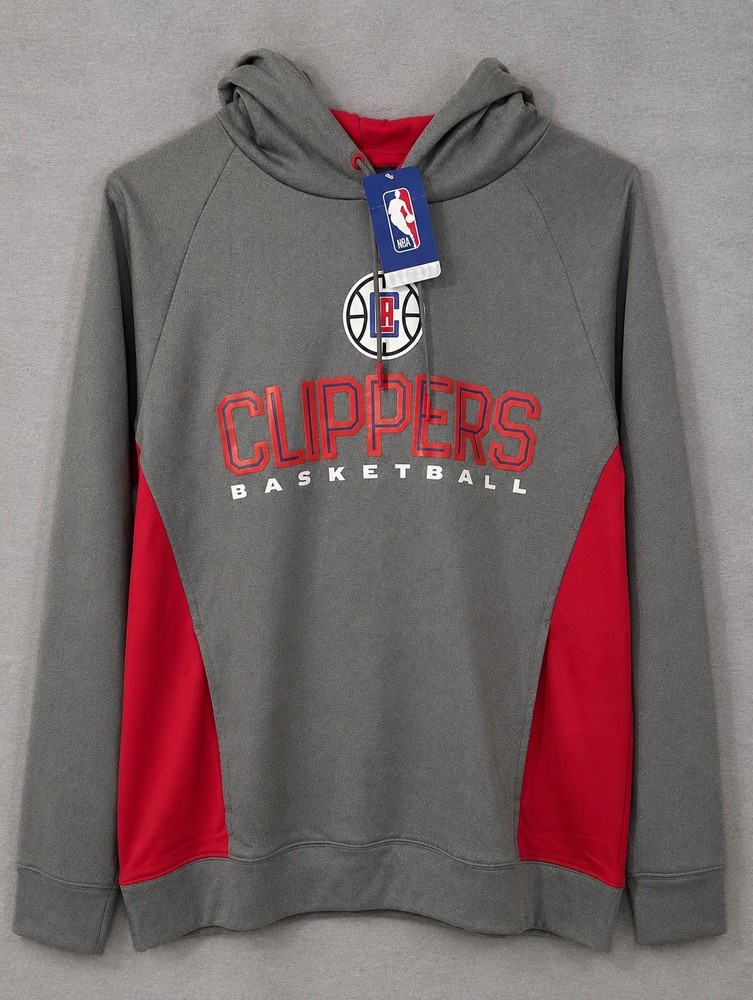 LA Clippers Sweatshirt Hoodie Mens Large Gray Red NBA Basketball Pullover NWT