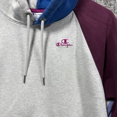 Champion Hoodie Adult M Colorblock Patchwork Cut & Sew Outdoor Colorful Preppy