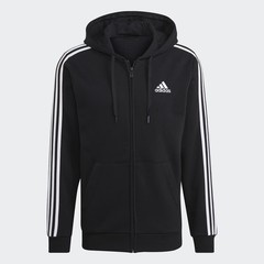adidas Essentials Fleece 3-Stripes Full-Zip Hoodie Black