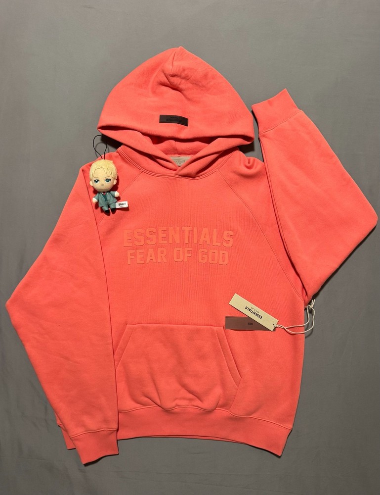 essentials coral hoodie