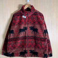For Seasons Sweater Adult Size Large Red Long Sleeve Men’s Fleece Zip Up