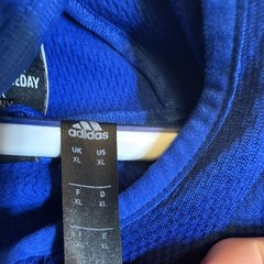 adidas Men’s XL Blue Pullover Hoodie Graphic Logo Print Pockets Polyester Knit