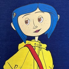 Coraline Jones Women SOLD OUT Box Lunch Letter Portrait Hoodie Small Blue AN EXC