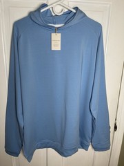 Peter Millar Men’s Pine Sugar Stripe Performance Hoodie Blue Etide XL NWT $150