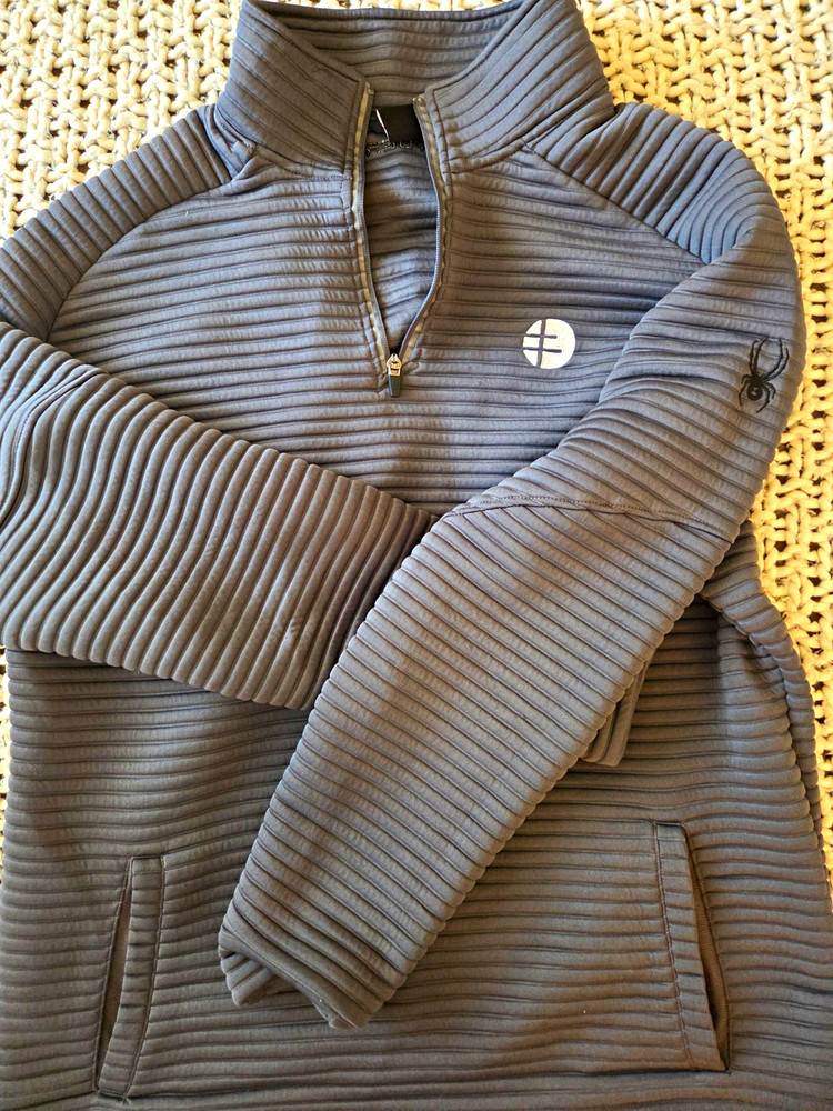 Spyder Men’s Gray Mock Neck 1/4 Zip Sweatshirt Pockets Logo Polyester XL