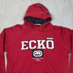Vintage Ecko Unltd Mens XL Red Pullover Hoodie Logo Rhino Graphic Sweatshirt Y2K