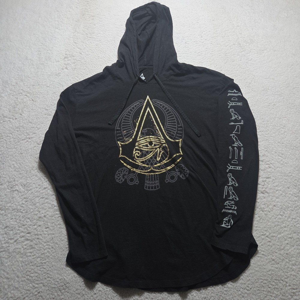Loot Crate Assassins Creed Black Hoodie with Gold Logo Men’s Large Gamer Fandom