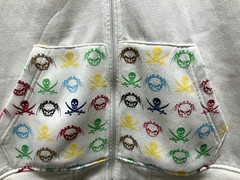 Karl Kani Gold White Hoodie Full Zip Front Studded Skull Back Size XL Vintage Y2