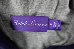 Ralph Lauren Purple Label Hoodie Mens Medium Blue Full Zip Jersey Logo Pockets