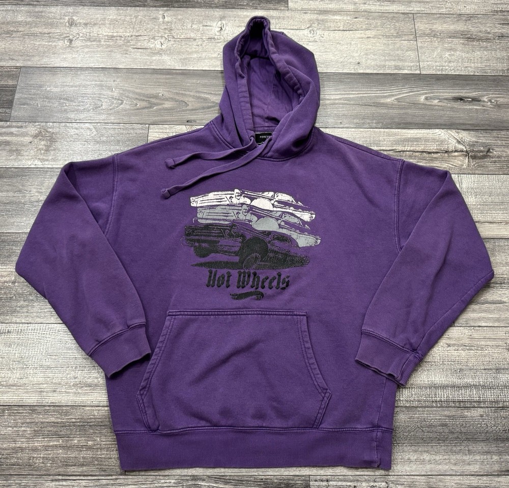 Hot Wheels x Forever 21 Hoodie Mens Small Purple Pullover West Coast Mattel 2021