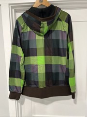 The North Face Hoodie Mens Small Green Purple Plaid TNF Apex Full Zip Softshell