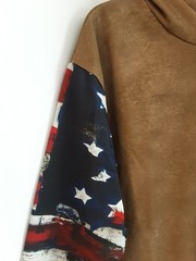 Zocavia Men’s 2XL USA Hoodie 100% Polyester Brown With Red, White, Blue