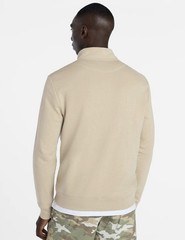 George Men’s 1/4 Zip Mock Neck Knit Cotton Sweatshirt Beige 2XL