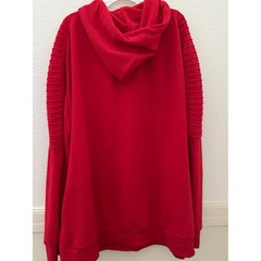 Coofandy Mens Red Black Bags Graphic Hoodie Moto Pleated Sleeve XXL Sweatshirt