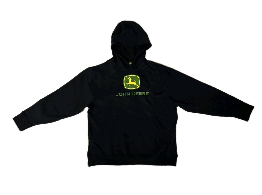 John Deere Heavy Blend Hooded Sweatshirt Graphic Logo Black Unisex XL