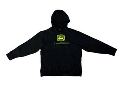 John Deere Heavy Blend Hooded Sweatshirt Graphic Logo Black Unisex XL