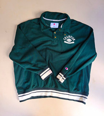 Champion Sweatshirt Mens XXL Green Snap Button Collared Physical Education 1919