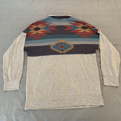 TECREW Sweatshirt Mens Large Gray 1/4 Zip Aztec Southwestern Kangaroo Pocket
