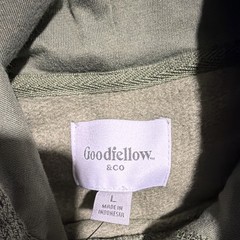 Goodfellow & Co Men’s Pullover Hoodie Green L Solid Fleece Drawstring