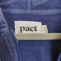Pact Mens Hoodie Medium Blue Full Zip Organic Cotton Sustainable Gorpcore