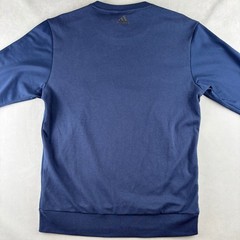 Adidas Crewneck Sweatshirt Men M Navy Blue Mesh Pullover Zipper Pockets 3 Stripe